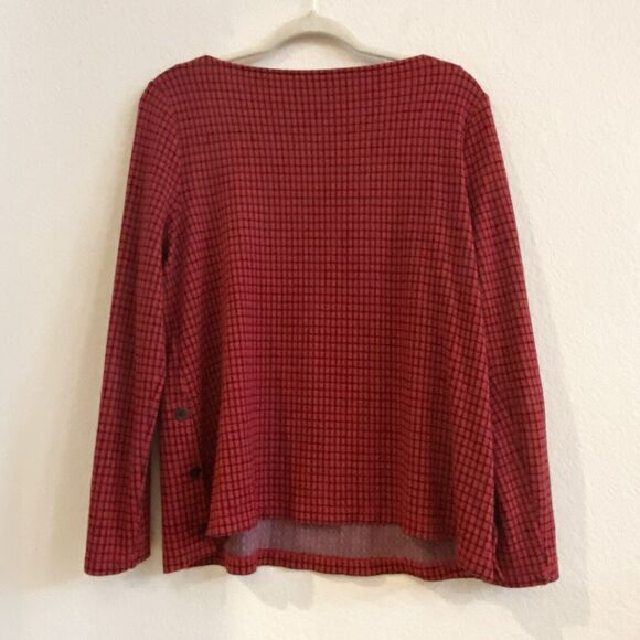 J.JILL Ponte Knit Red Black Check Long Sleeve Tunic Knit Top - Size M Holiday‎ - Picture 9 of 12